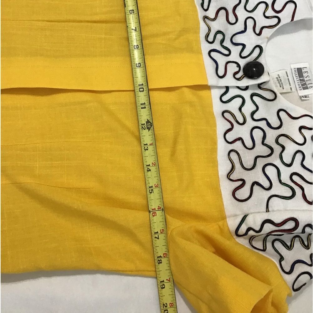 Leslie Fay Collection Yellow Vintage Align Midi Dress Short Sleeve Size 12 - Picture 16 of 16